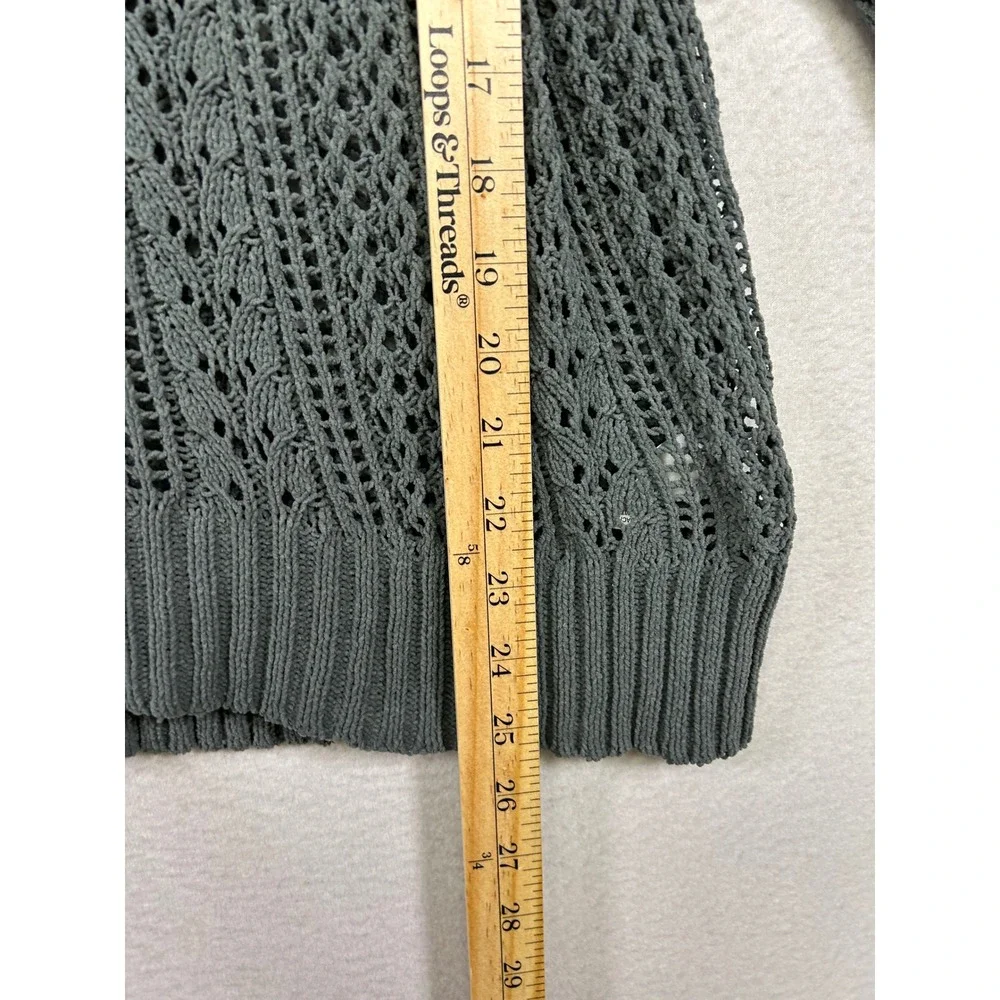 Boho Crochet Maurices Womens Medium Sage Green Open Knit Scoop Neck Sweater‎